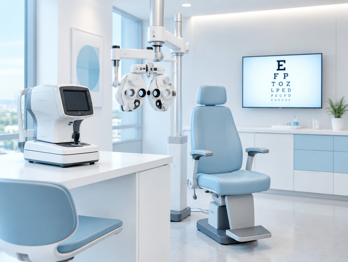 Gabinet optometryczny z autorefraktometrem i foropterem